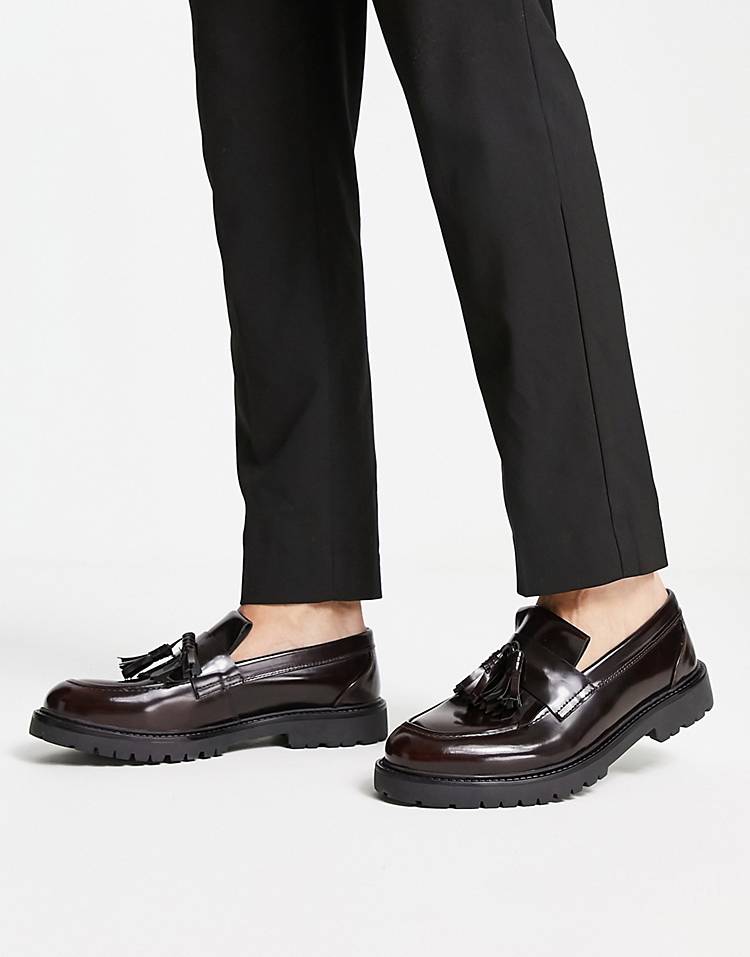 H by Hudson Exclusive Aries loafers in burgundy hi shine leather